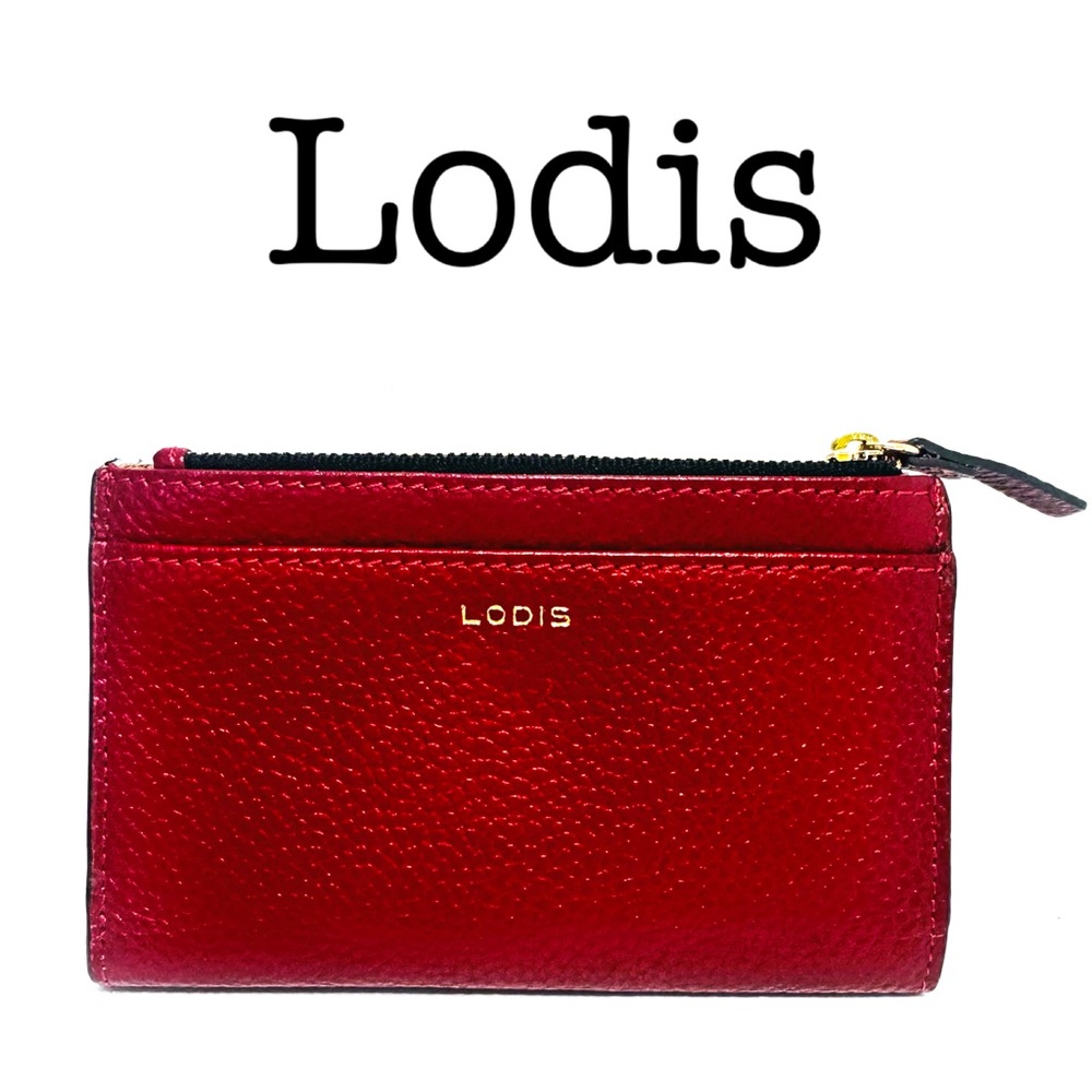 Lodis Red Leather Zip Card Case Wallet